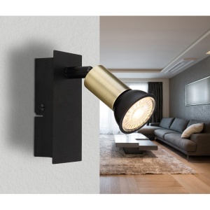 Aplica de perete design modern Drew negru, auriu - Img 2
