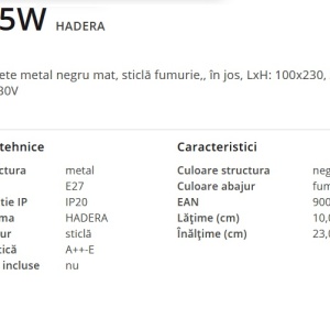 Aplica de perete design modern HADERA 15465W GL 95634 universul-luminii.ro