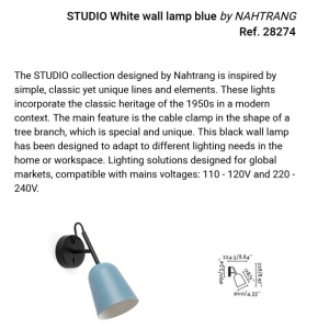 Aplica de perete design modern Studio albastru - Img 2
