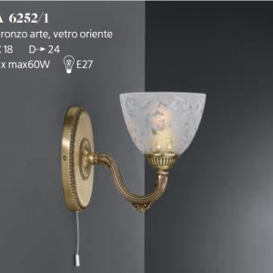 Aplica de perete din alama 1 brate design italian 6252 102264 universul-luminii.ro