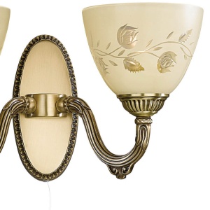 Aplica de perete din alama 2 brate design italian 6258 102194 universul-luminii.ro