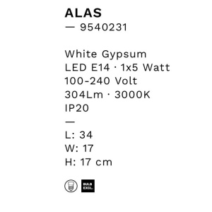 Aplica de perete din ghips Alas 238044 universul-luminii.ro