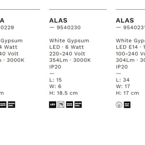 Aplica de perete din ghips ONICA alba 238014 universul-luminii.ro