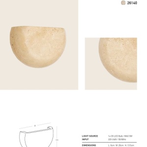 Aplica de perete din travertin LITHO - Img 4