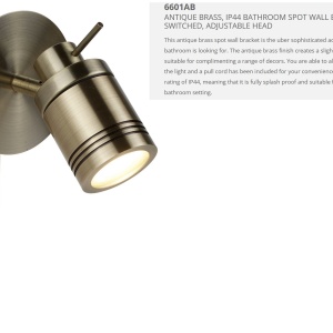 Aplica de perete directionabila pentru baie IP44 Samson 6601AB SRT 74564 universul-luminii.ro