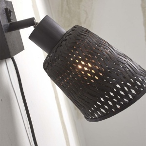 Aplica de perete eco din bambus Java bl/15x17, black 120894 universul-luminii.ro
