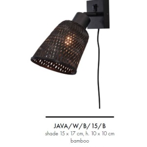 Aplica de perete eco din bambus Java bl/15x17, black 213124 universul-luminii.ro