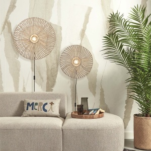 Aplica de perete eco din ratan Zanzibar flat 55cm L, white 213984 universul-luminii.ro