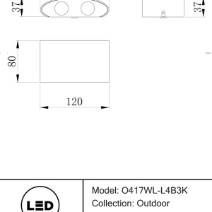 Aplica de perete exterior cu iluminat arhitectural IP54 LED Strato negru 201144 universul-luminii.ro