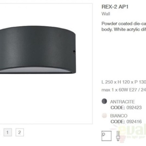 Aplica de perete exterior, IP44, REX-2 AP1 ANTRACITE 092423 66884 universul-luminii.ro