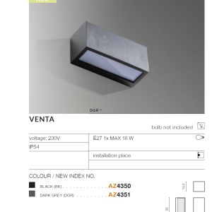 Aplica de perete exterior moderna IP54 VENTA negru 96924 universul-luminii.ro