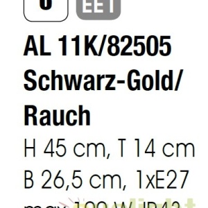 Aplica de perete exterior stil clasic IP43 Puchberg AL 11K/82505 schwarz-gold/rauch OR 47434 universul-luminii.ro