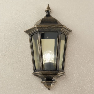 Aplica de perete exterior stil clasic IP43 Puchberg AL 11K/82505 schwarz-gold/rauch OR 631294 universul-luminii.ro