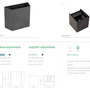 Aplica de perete iluminat exterior ambiental IP65 LED Mayfair adjustable 209894 universul-luminii.ro