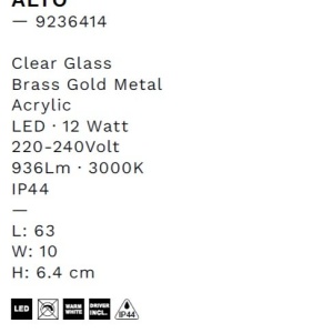 Aplica de perete LED baie IP44 ALTO aurie - Img 8