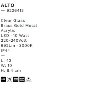 Aplica de perete LED baie IP44 ALTO aurie - Img 8