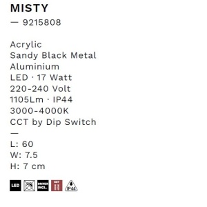 Aplica de perete LED baie IP44 MISTY negru - Img 7