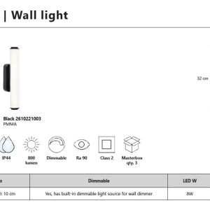 Aplica de perete LED baie IP44 Virelle negru - Img 6