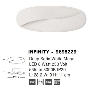 Aplica de perete LED design modern Infinity alb satin 115904 universul-luminii.ro