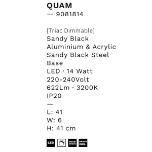 Aplica de perete LED design modern QUAM negru 169304 universul-luminii.ro