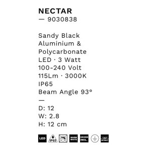 Aplica de perete LED iluminat ambiental exterior NECTAR negru 153214 universul-luminii.ro