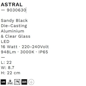 Aplica de perete LED iluminat exterior decorativ IP65 ASTRAL 229634 universul-luminii.ro