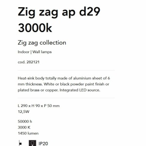 Aplica de perete LED lumina ambientala Zig zag ap d29 3000k OTTONE - Img 3