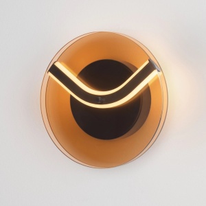 Aplica de perete LED metal negru cu sticla champagne, HALLEY - Img 6