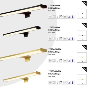 Aplica de perete LED pentru oglinda, tablou IP44 Kos, auriu 159414 universul-luminii.ro