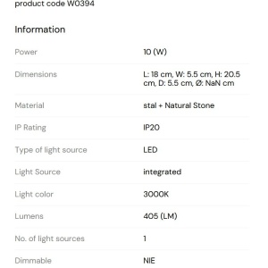 Aplica de perete LED, Travertin, Natur, Travertino 10W 168214 universul-luminii.ro
