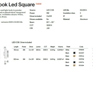 Aplica de perete LOOK LED AP2 SQUARE D30 H300 ON-OFF OTTONE 3000K - Img 3