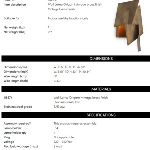 Aplica de perete LUX design modern Origami 229614 universul-luminii.ro