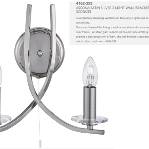 Aplica de perete moderna design argintiu Ascona 4162-2SS SRT 74054 universul-luminii.ro