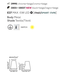 Aplica de perete moderna design elegant LUPE negru/bej 190234 universul-luminii.ro