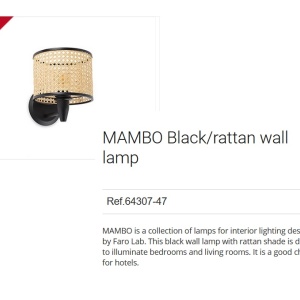 Aplica de perete moderna design natural MAMBO negru/ratan 64307-47 90564 universul-luminii.ro