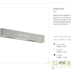 Aplica de perete moderna Posta AP4 BIANCO 051987 48654 universul-luminii.ro