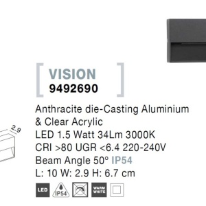 Aplica de perete pentru iluminat exterior IP54 VISION 205984 universul-luminii.ro