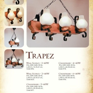 Aplica de perete rustica fabricata manual din lemn Trapez WOOD-TR-AP1 54884 universul-luminii.ro