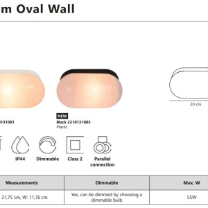 Aplica de perete sau tavan baie IP44 Foam Oval negru 133504 universul-luminii.ro