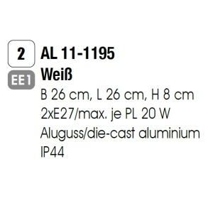 Aplica de perete sau tavan exterior, protectie IP44, Henry alb 95114 universul-luminii.ro