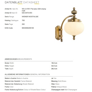 Aplica de perete stil clasic Nostalgie down alama antique/champagne 234094 universul-luminii.ro
