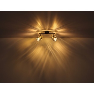 Aplica de perete / tavan cu 2 spoturi design modern INDIANA auriu, negru 210694 universul-luminii.ro