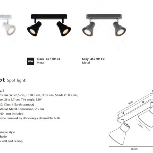 Aplica de perete / tavan cu 2 spoturi directionabile design modern Eik 2 negru 117894 universul-luminii.ro