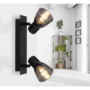 Aplica de perete / tavan cu 2 spoturi directionabile design modern CLAUDE negru 114304 universul-luminii.ro