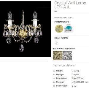 Aplica eleganta cu 2 brate Cristal Bohemia Exclusive LESJA II. CE 56164 universul-luminii.ro
