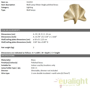 Aplica eleganta LUX Olivier Single 112253 HZ 183704 universul-luminii.ro
