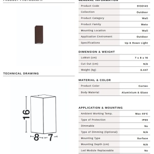 Aplica exterior 2xGU10, IP65 METO maro corten - Img 10