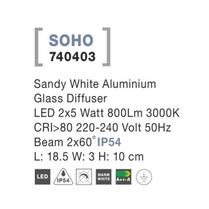 Aplica LED ambientala de exterior IP54 SOHO II alba NVL-740402 79484 universul-luminii.ro