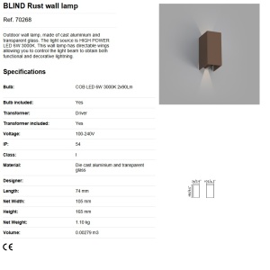 Aplica LED de exterior ambientala design modern IP54 BLIND maro rustic 82504 universul-luminii.ro