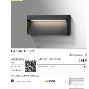 Aplica LED de exterior ambientala IP54 CASORIA SLIM gri 97174 universul-luminii.ro
